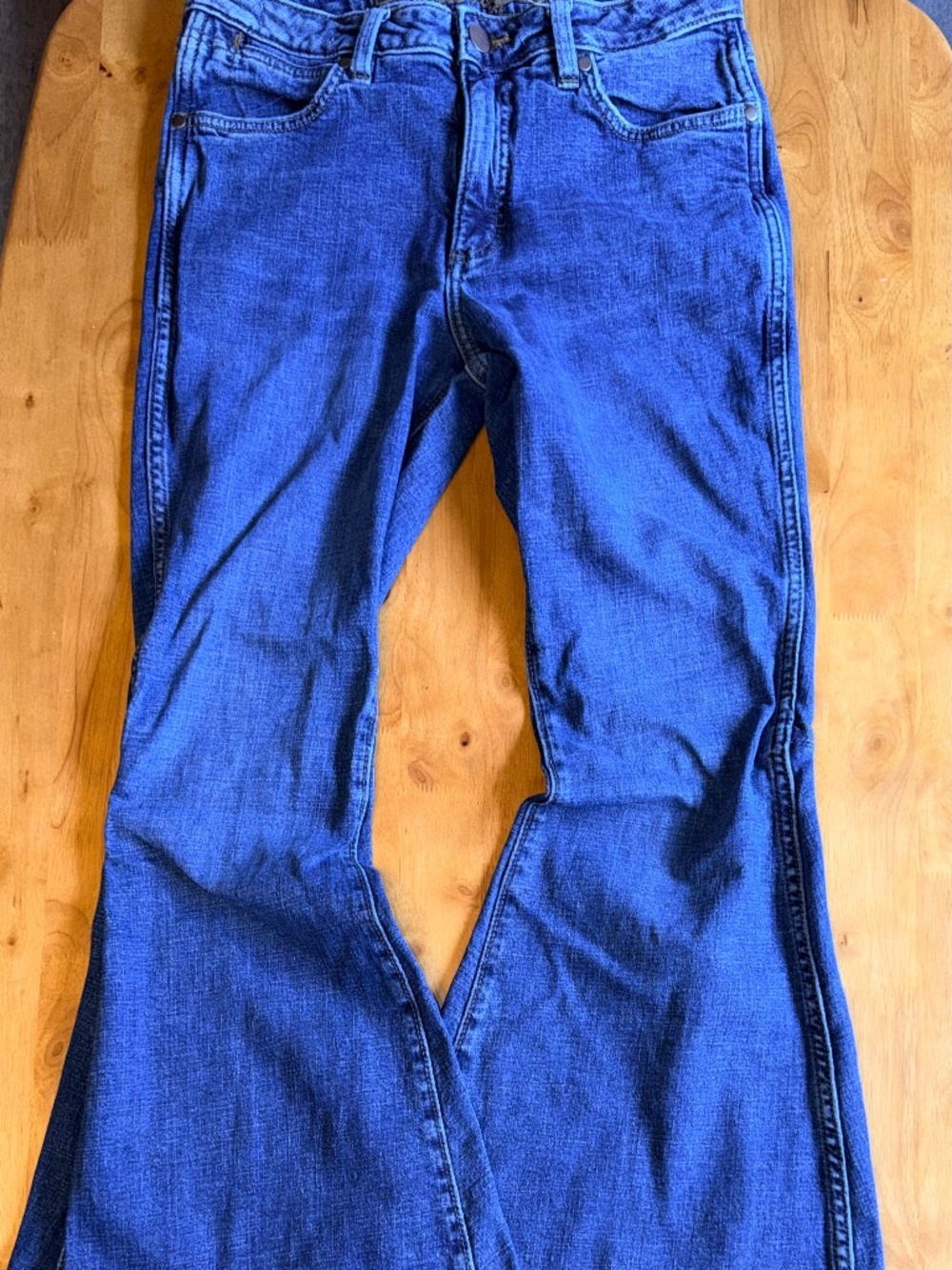 Wrangler Women High Rise Flare Jeans Medium Wash Blue Denim 26x34 503